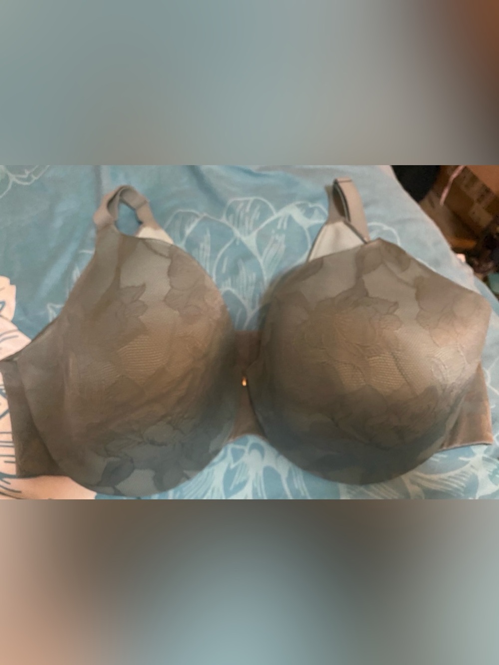 Cacique Teal Floral Lace Full-Coverage Bra